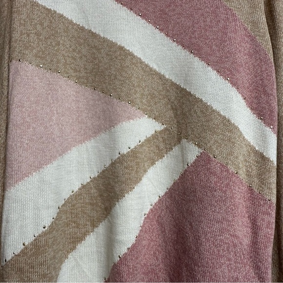 Alfred Dunner Plus Size 3X Womens Sweater Striped Beige Pink Long Sleeve NEW NWT - Picture 6 of 11